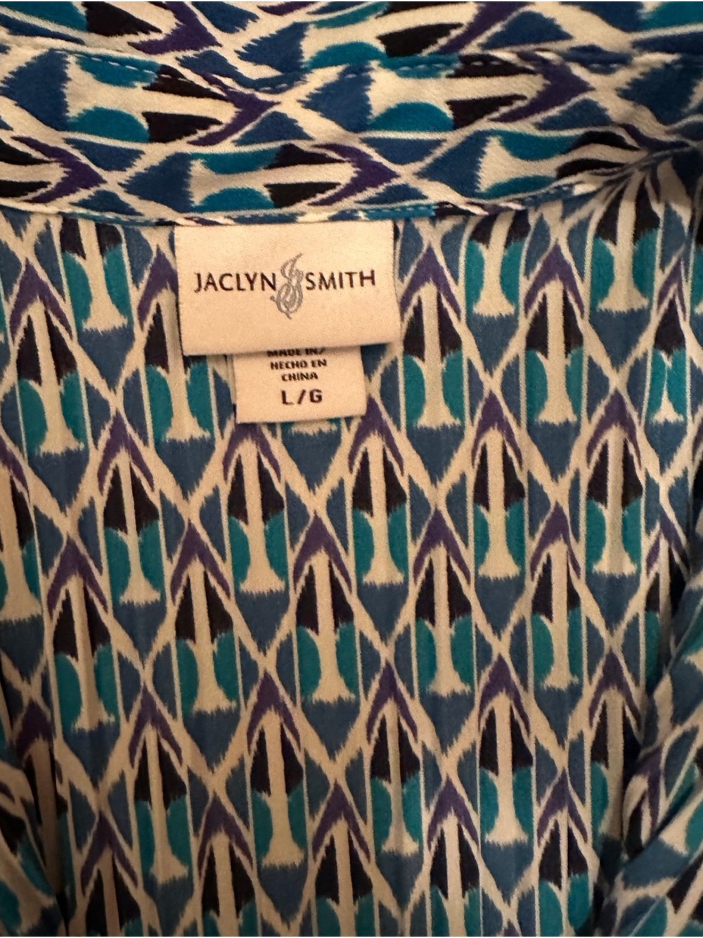 Blue Geometric button down Shirt - Picture 4 of 4